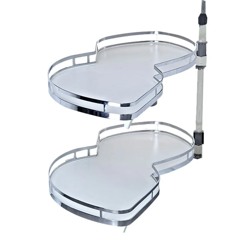 Cabinet Corner Basket Drawer Stainless Steel Double-Layer Whirl Pull-out Storage Organizer Kitchen Rack Removable Adjustable