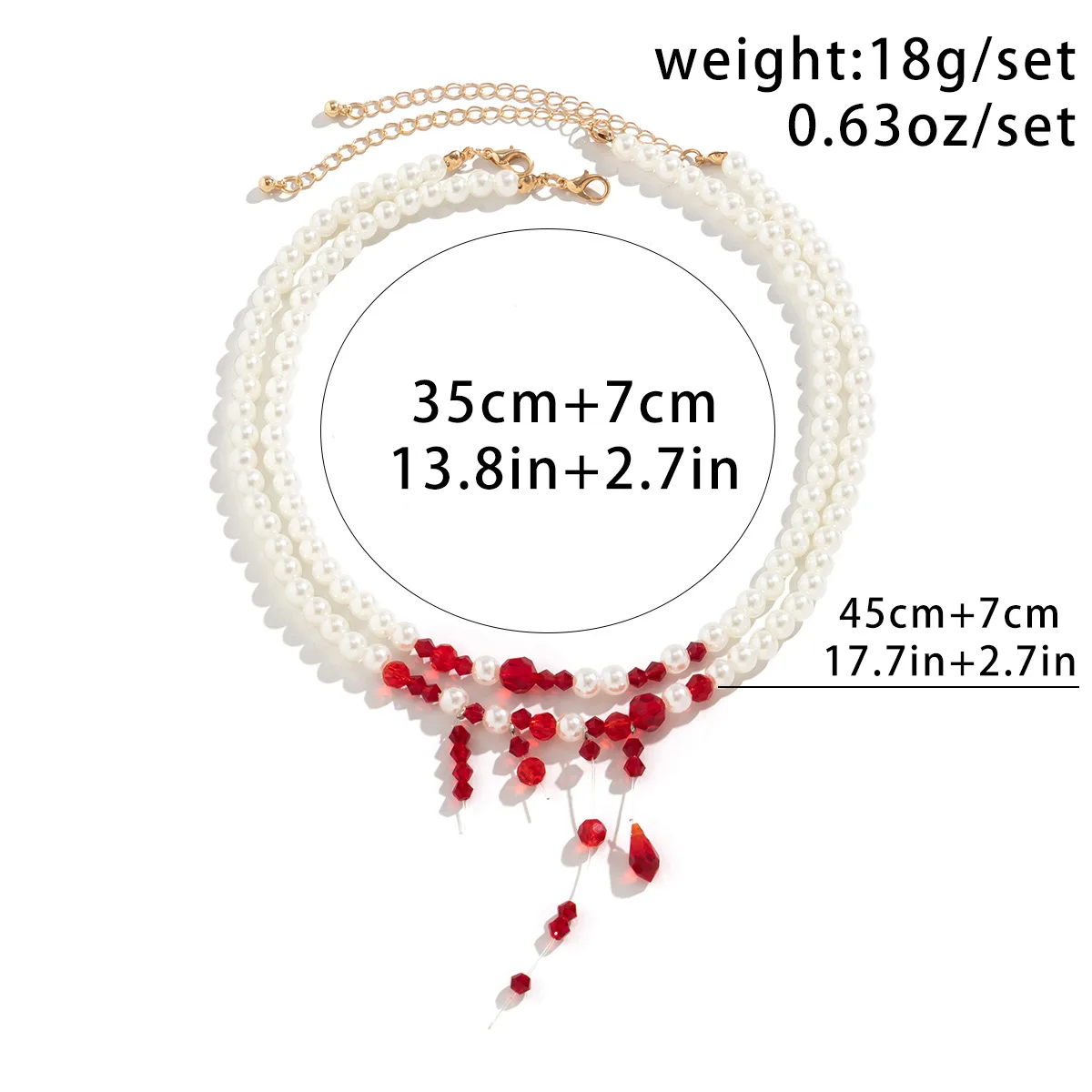 Dripping Vampire Necklace For Women Gothic Blood Pearl Choker Layered