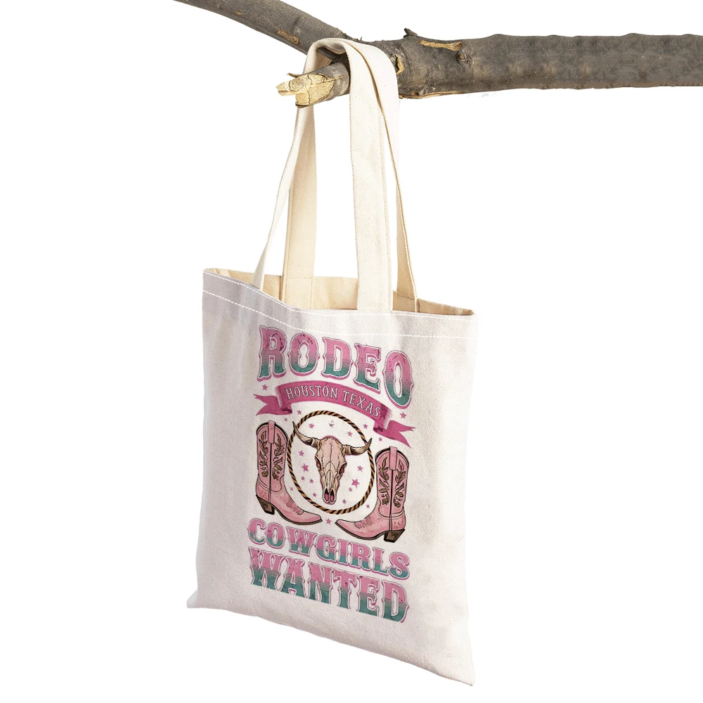 

Double Sided Print Cowgirl Tote Bag Riding Horse Spirit Of The West Shopping Bags Lightweight Daily Use Fashion Satchel 31x36 cm