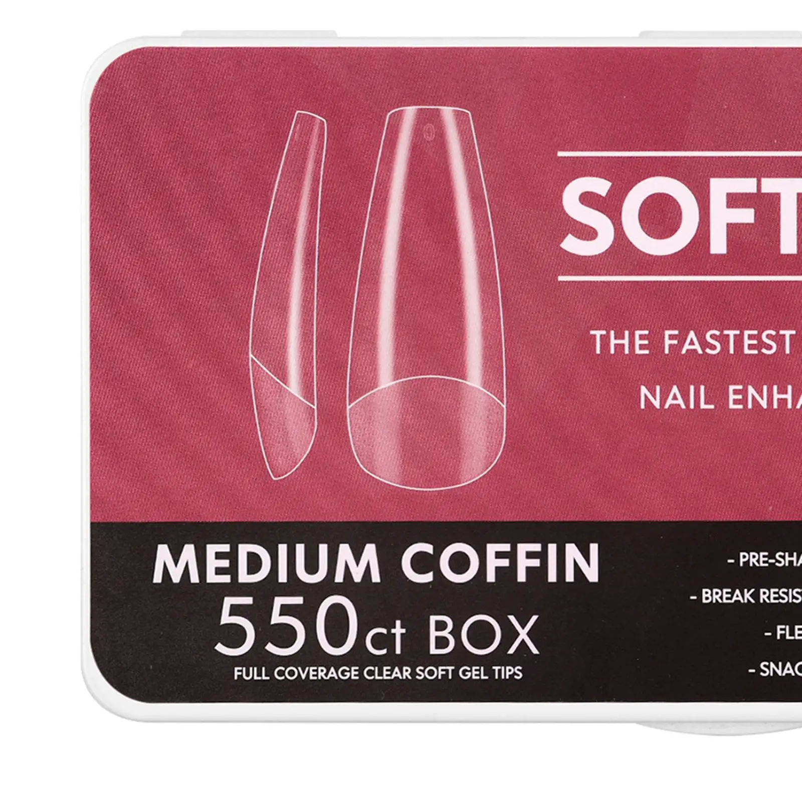 False Nail Tips Soft Gel Full Cover 550 Pcs Long Coffin Stiletto Square DIY Nail Art Set for Salon and Home