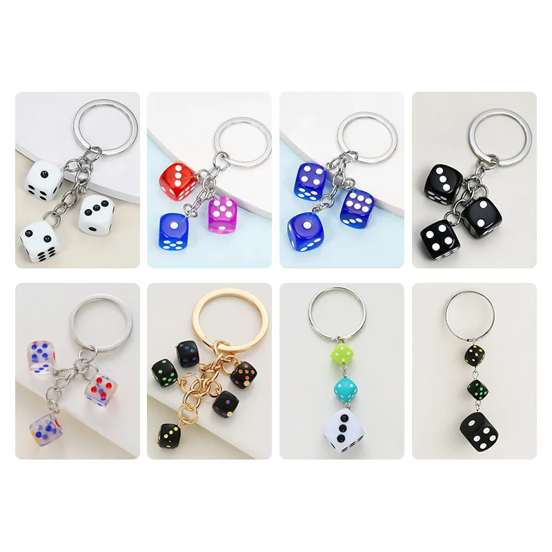 

Dice Keychain Cute Cartoon 3D Resin Dice Keychains Pendant Handbag Bag Key Chain Women Fashion Keychain Coilm Purse Charm