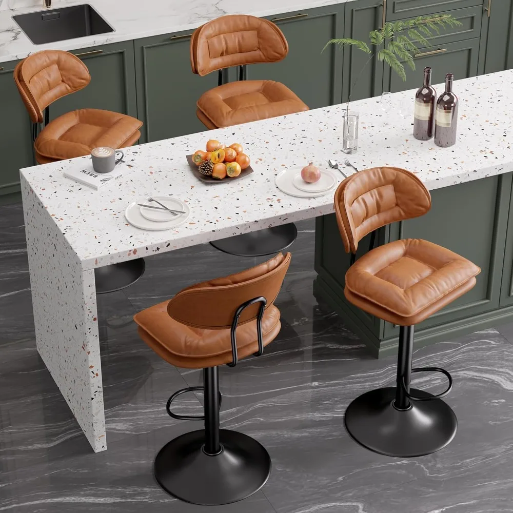 

Bar Stools Set of 4,Modern Adjustable Swivel Counter Height Barstools for Kitchen Island, Double-Layer Upholstered Bar Chairs