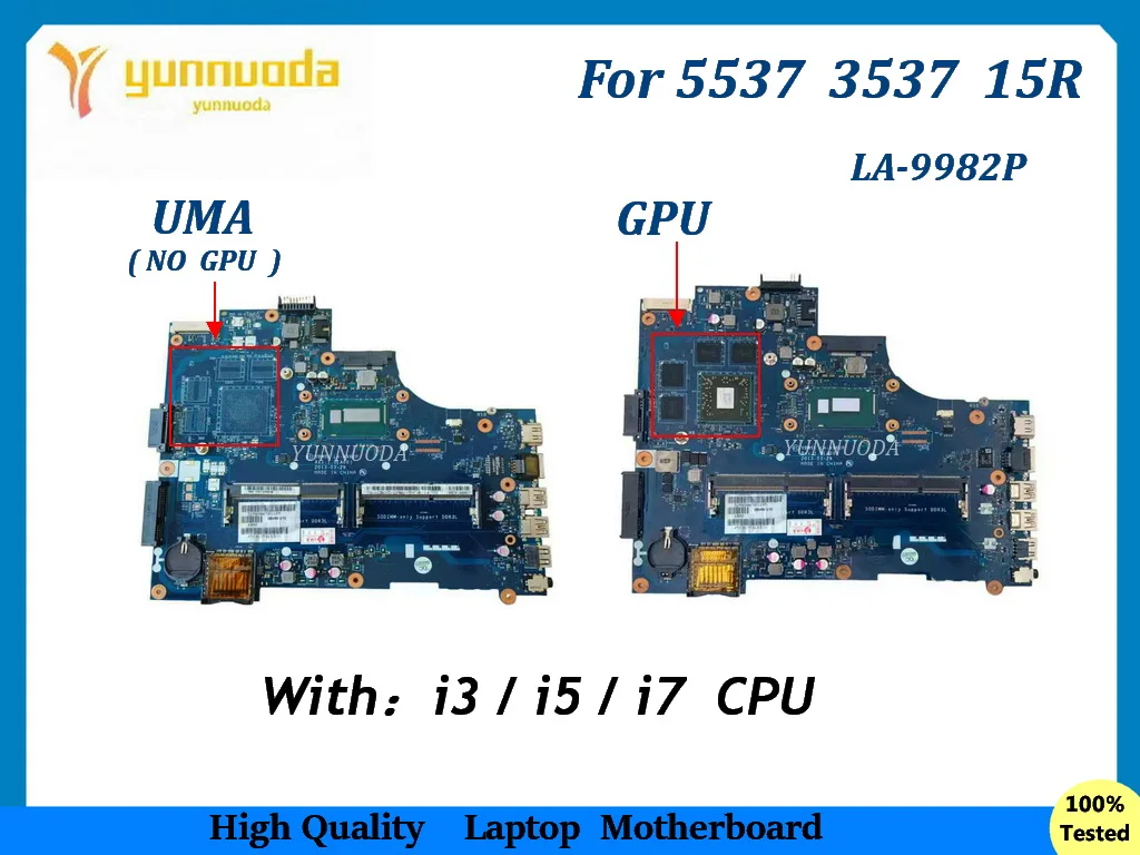 

LA-9982P для ноутбука DELL 5537 3577, материнская плата с процессором 2955U I3-4010U I5-4200U I7-4500U CN-0CX6H1 CN-000GCY CN-0CD6V3 100% T
