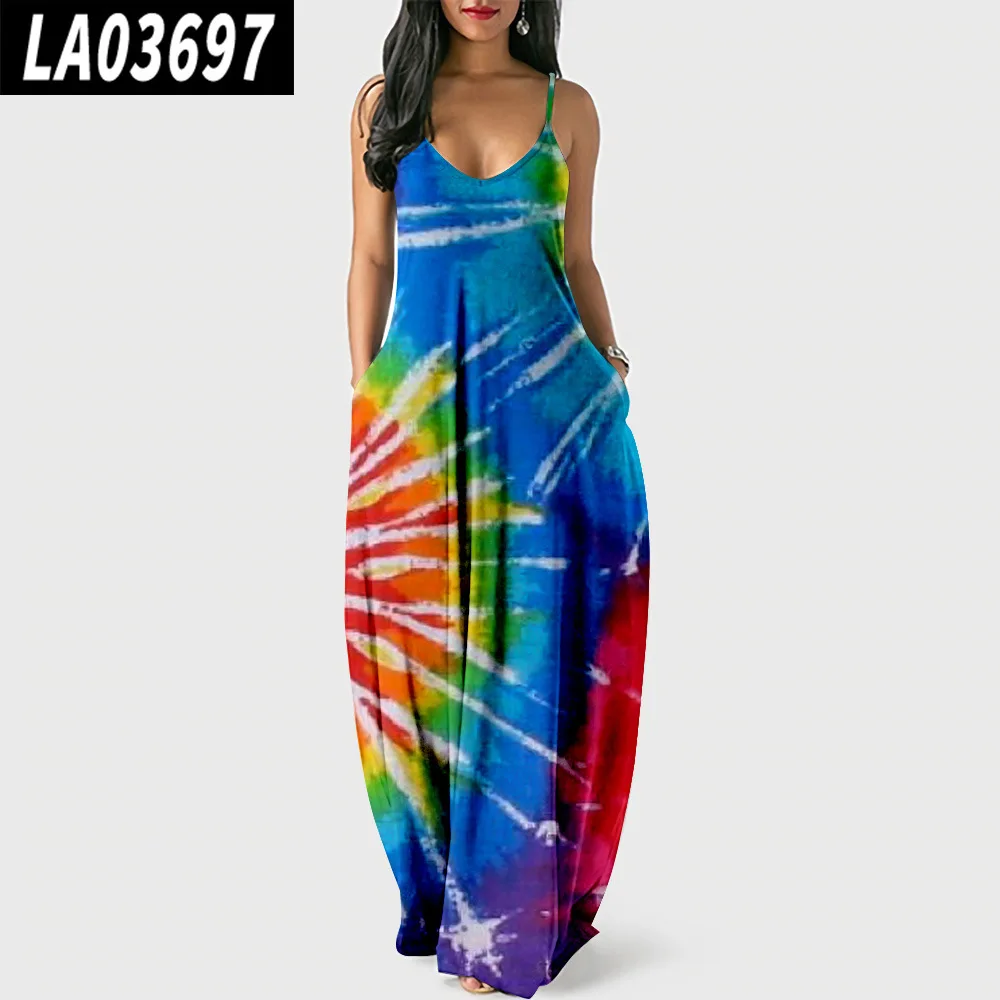 Năm 2022 Thời Trang Nữ Sundress Đầm Sexy Sling Chui Đầu Đầm Mùa Hè In Hình Đi Biển Dài Đầm Vestidos