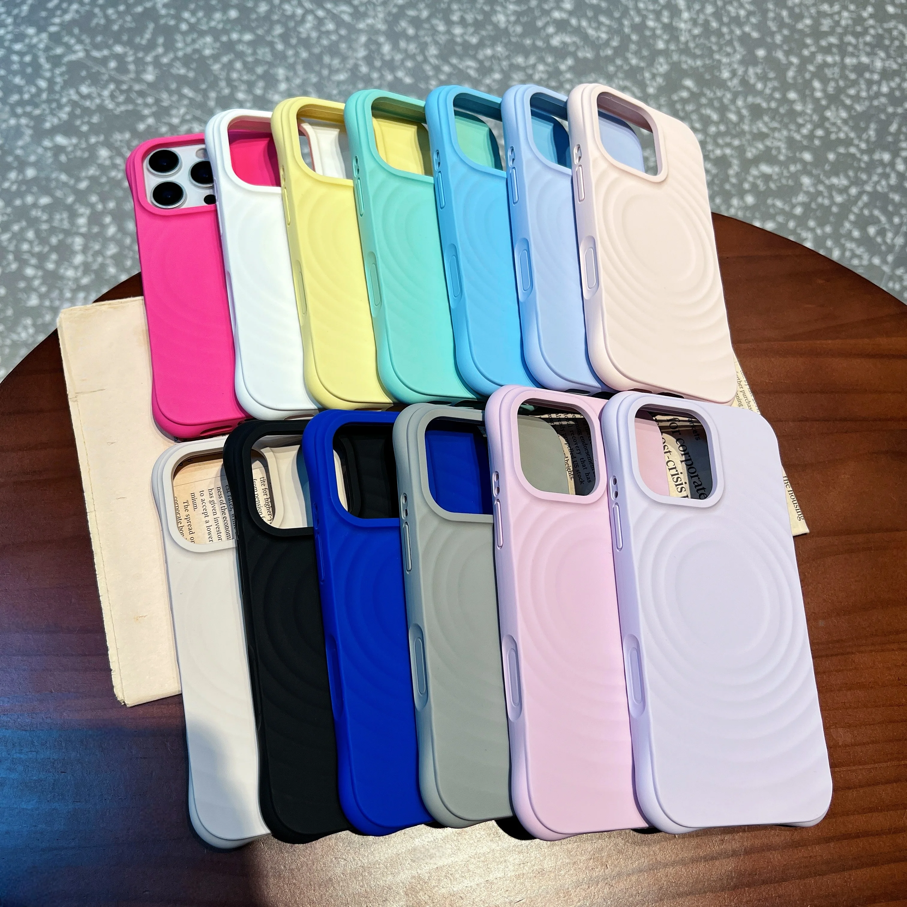 Ripple Wireless Charging Magnetic Liquid Silicone Phone Case With Camera Control Button For iPhone 16 Pro Max, Slim Fleece Cover
