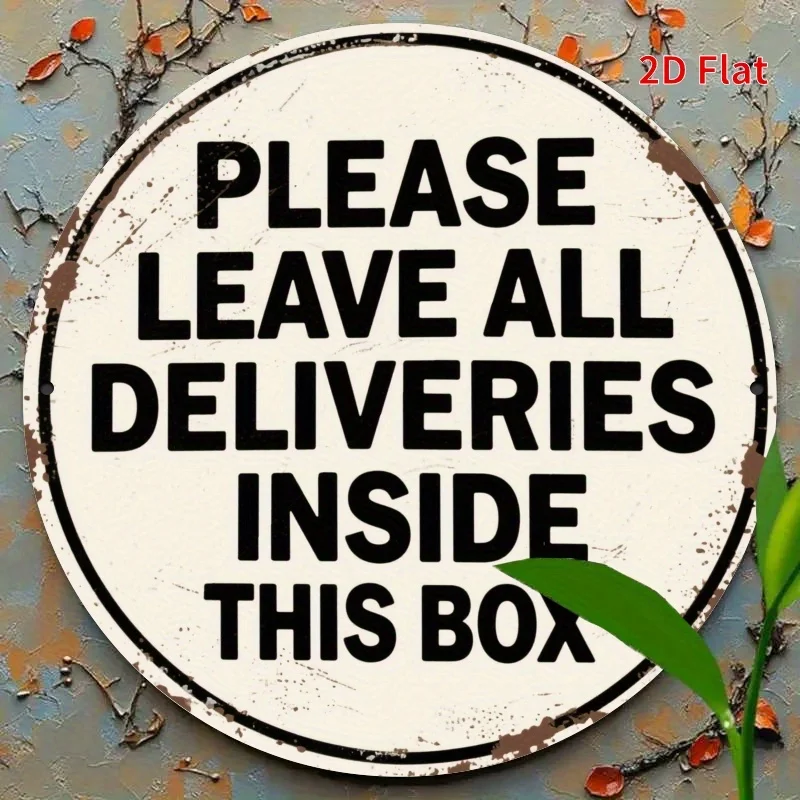 2D Flat, Two-dimensional Plane, Two-dimensional Plane - 1pc Vintage Themed Sign for Storing Packages in a Box - Durable Round Ir