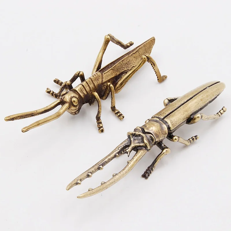 تماثيل مصغرة من الخنافس البرونزية العتيقة ، ديكورات سطح المكتب ، النحاس النقي ، زخرفة شاي الحيوانات الأليفة للحشرات ، ملحقات ديكور المنزل ، 5 أنماط