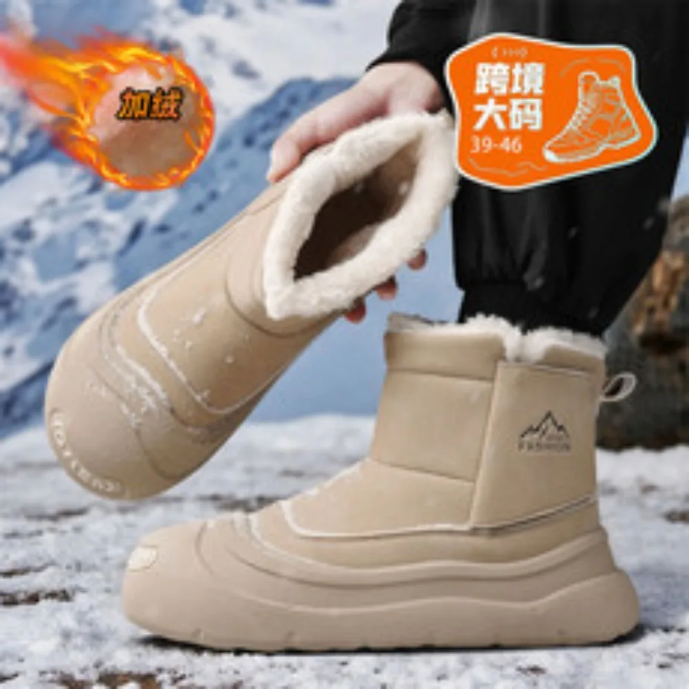 

Tooling Boots Men's Winter Shoes Round Toe Slip-on Velvet Thickening Hard-wearing Snow Boot Classic Young Fashion New Arrival