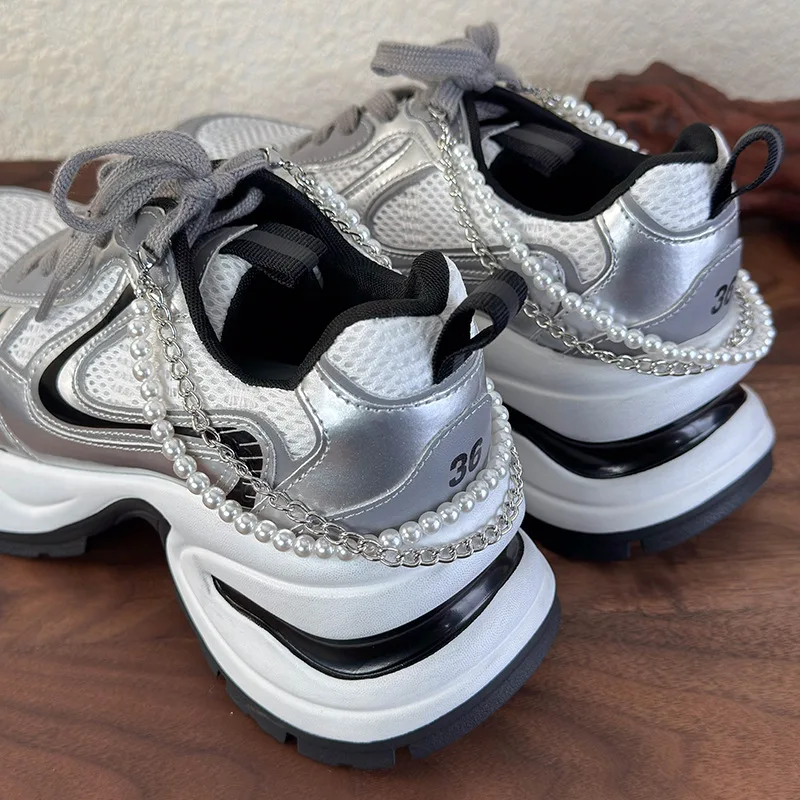 Shoe Charms Double Layer Faux Pearl Chain Colorful Lightweight for Sneakers Decorative Stylish Sporty Daily Use