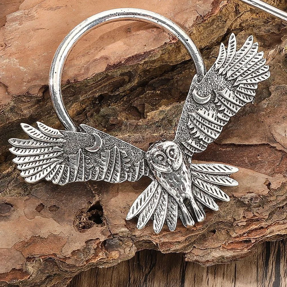 الرجعية البومة القمر مشبك شعر الأزياء مطابقة تصفيفة الشعر اكسسوارات المرأة تسريحات الشعر فايكنغ النمط النرويجي الملحقات