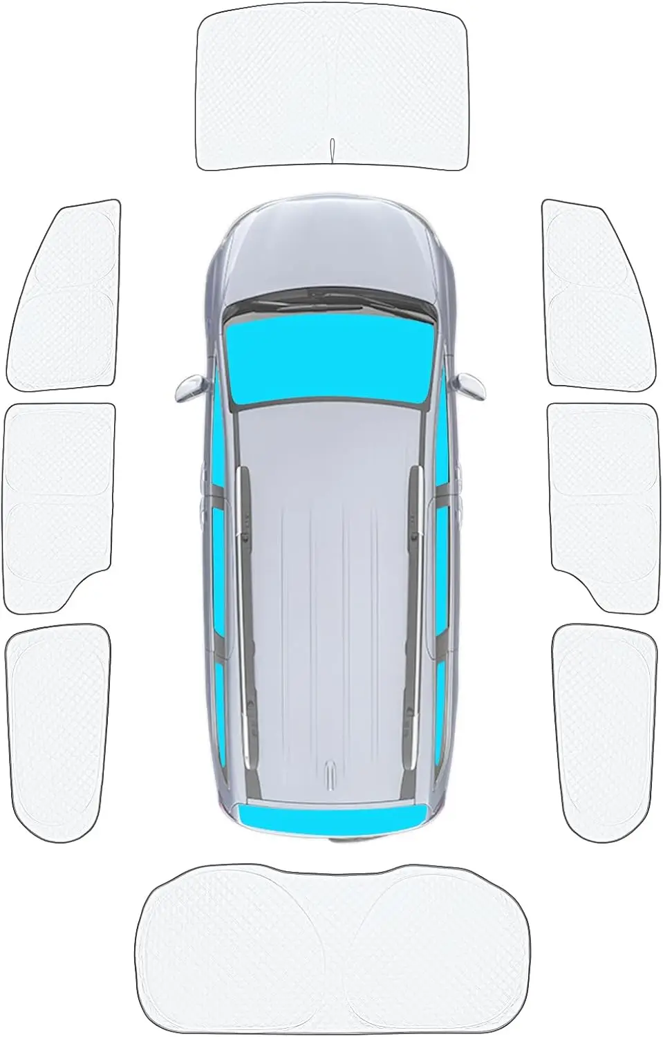 

Толстые солнцезащитные козырьки из 8 предметов для Chrysler Pacifica 2017-2025, полное оконное покрытие с УФ-блоком и конфиденциальностью для кемпинга