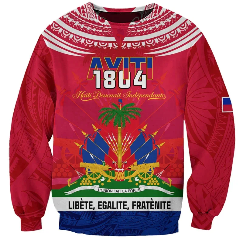 Winter Fashion 3D National Flag Of Haiti Sweatshirts Men Haiti Emblem Graphic Pullovers Vintage Cool Clothing Streetwear Clothes