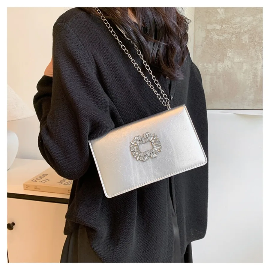 

Trendy Square Bag - 2026 Fall New Arrival Minimalist Fashion Women's Bag, Chic Vintage Shoulder Bags with Sparkling Rhinestones