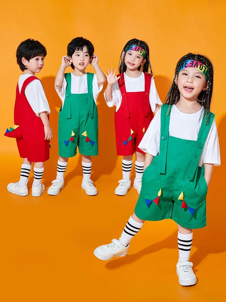 子供、夏の服、かわいいビブパンツ、ぴったりの動物、幼稚園、学生のための集中型ダンスパフォーマンス衣装