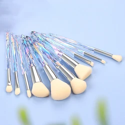 FJER Crystal Makeup Brushes Set Colorful Diamond  Foundation Concealer Powder Eyeshadows Highlight Cosmetic Brush Kit 6/10PCS