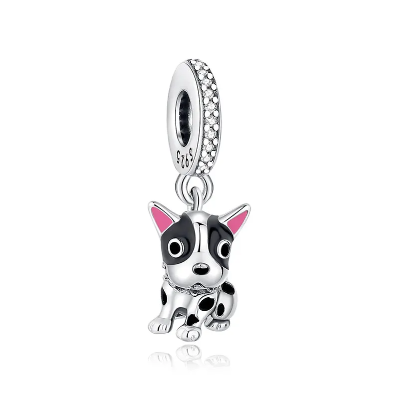 Original 925 Sterling Silber Charms Liebes-Tiermotiv Hund Katze Pfotenabdruck Anhänger Perlen Passend für Marken-Armbänder Halsketten Damen DIY Schmuck