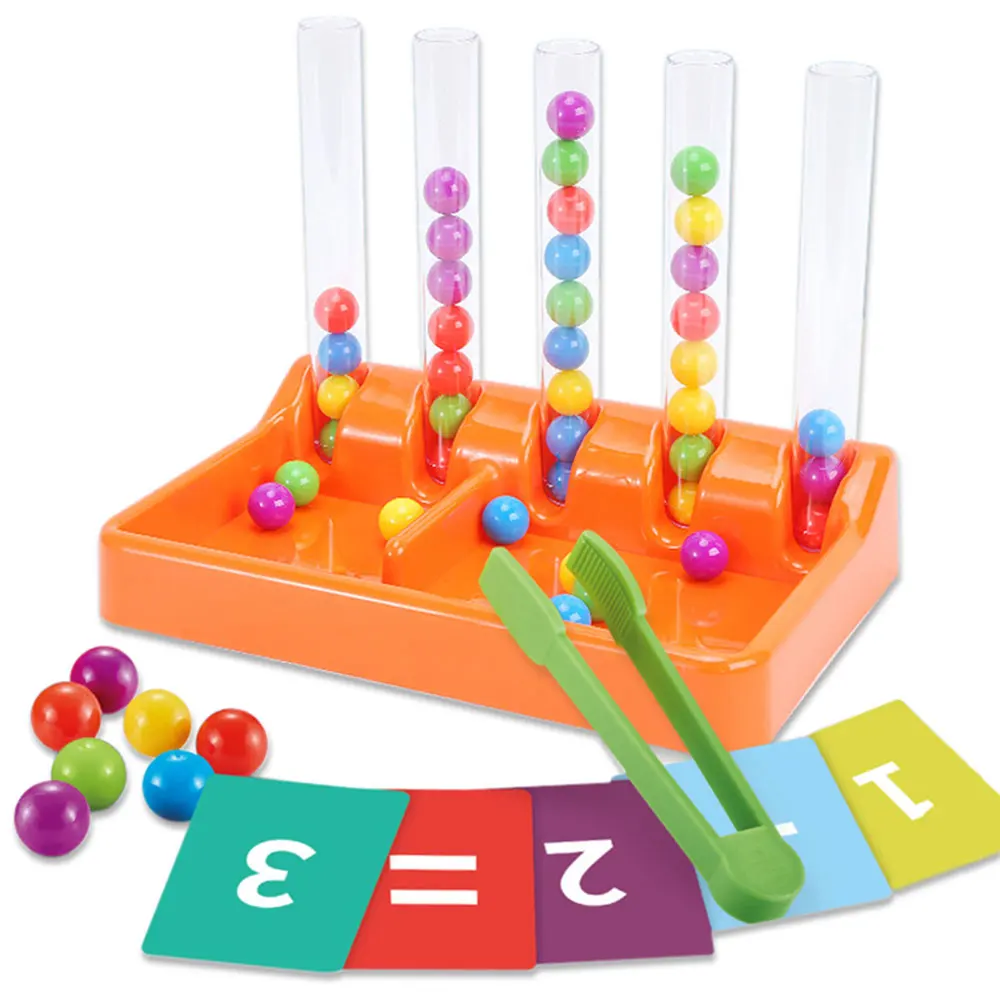 Bolas de arcoíris Montessori para niños, juguetes educativos de clasificación, tubo de ensayo, juego a juego, números, Color, matemáticas, Ayuda de aprendizaje para niños pequeños