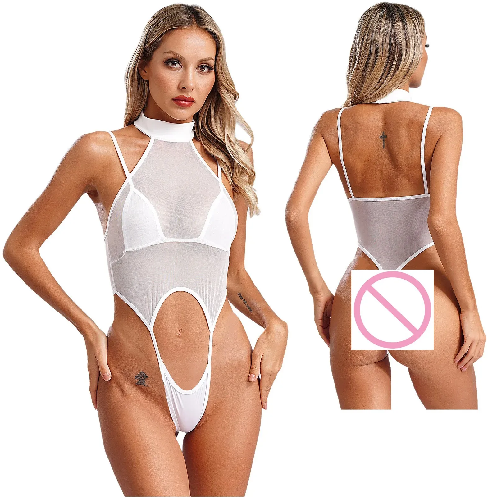 Womens Sexy Hollow Out Bodysuit Lingerie Set Costume Seethru Fun Underwear Jumpsuits Erotic Hot Lovers Flirt Night Secret Show