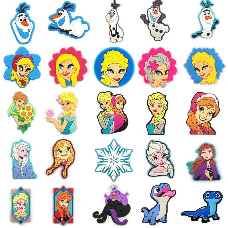 1-25pcs MINISO Frozen Princess Lisa Shoe Buckle Charms Funny Cartoon Character for Clogs Accessories Kids Xmas Birthday Gifts