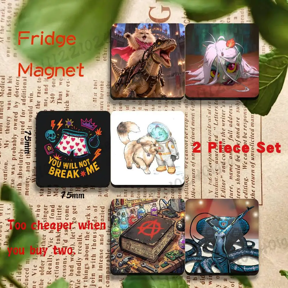 Novel D-Dungeon C-Crawler Carl 2pcs set Black Square Plastic Fridge Magnet,Magnetic Sticker, No Residue, Durable, Smooth Surface