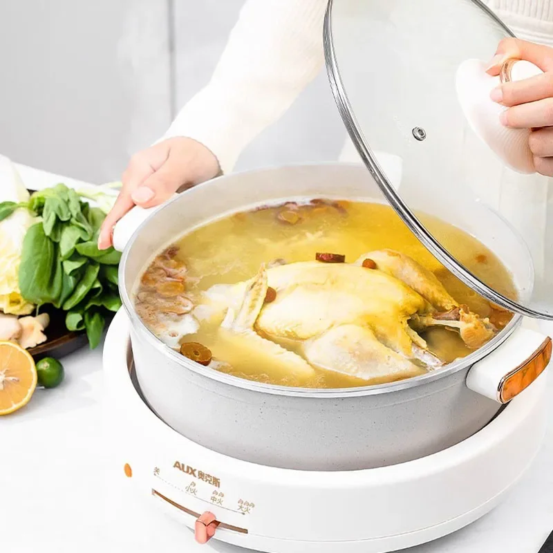 Food Double Hot Pot Dish Electric Cooker Grill Kitchen Soup Non-stick Chinese Hot Pot Home Noodle Meat Fondue Chinoise Cookware