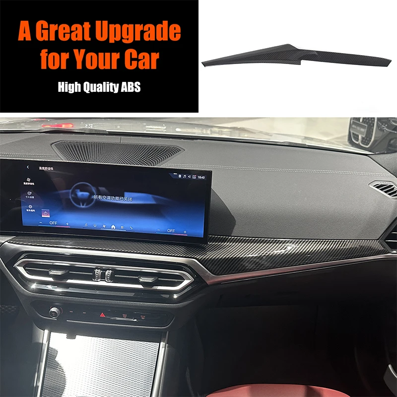 For BMW 3 Series/i3/4 Series/i4 23-24 central control trim strips, instrument panel trim strips, ABS carbon fiber pattern 1pcs - view 4