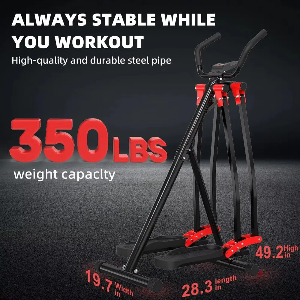 Air Walk Elliptical Glider 30 Inch Long Stride Foldable Full Body Cardio Cross Trainer Home Gym Compact Fitness Equipment
