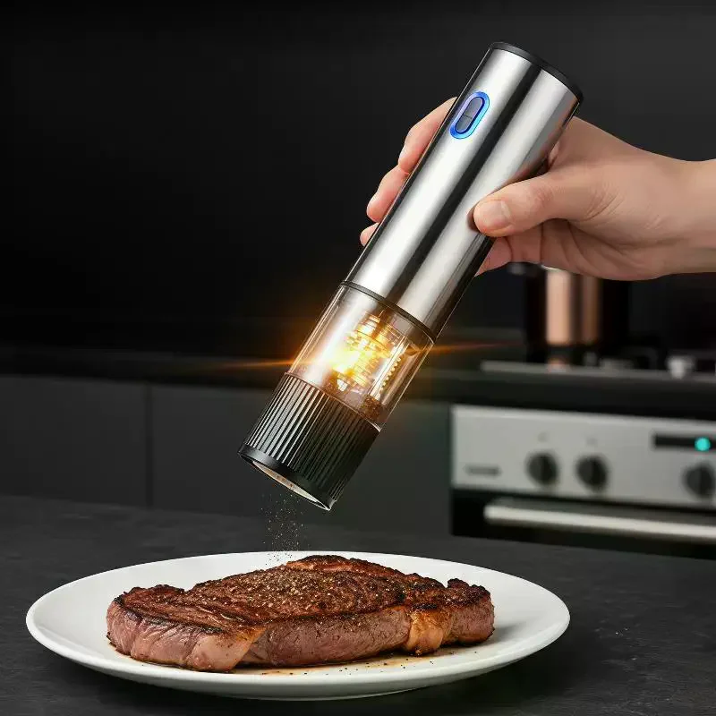 Electric Salt And Pepper Grinder Automatic Rechargeable Pepper Mill Shakers Adjustable Coarseness One-Handed Automatic Operation