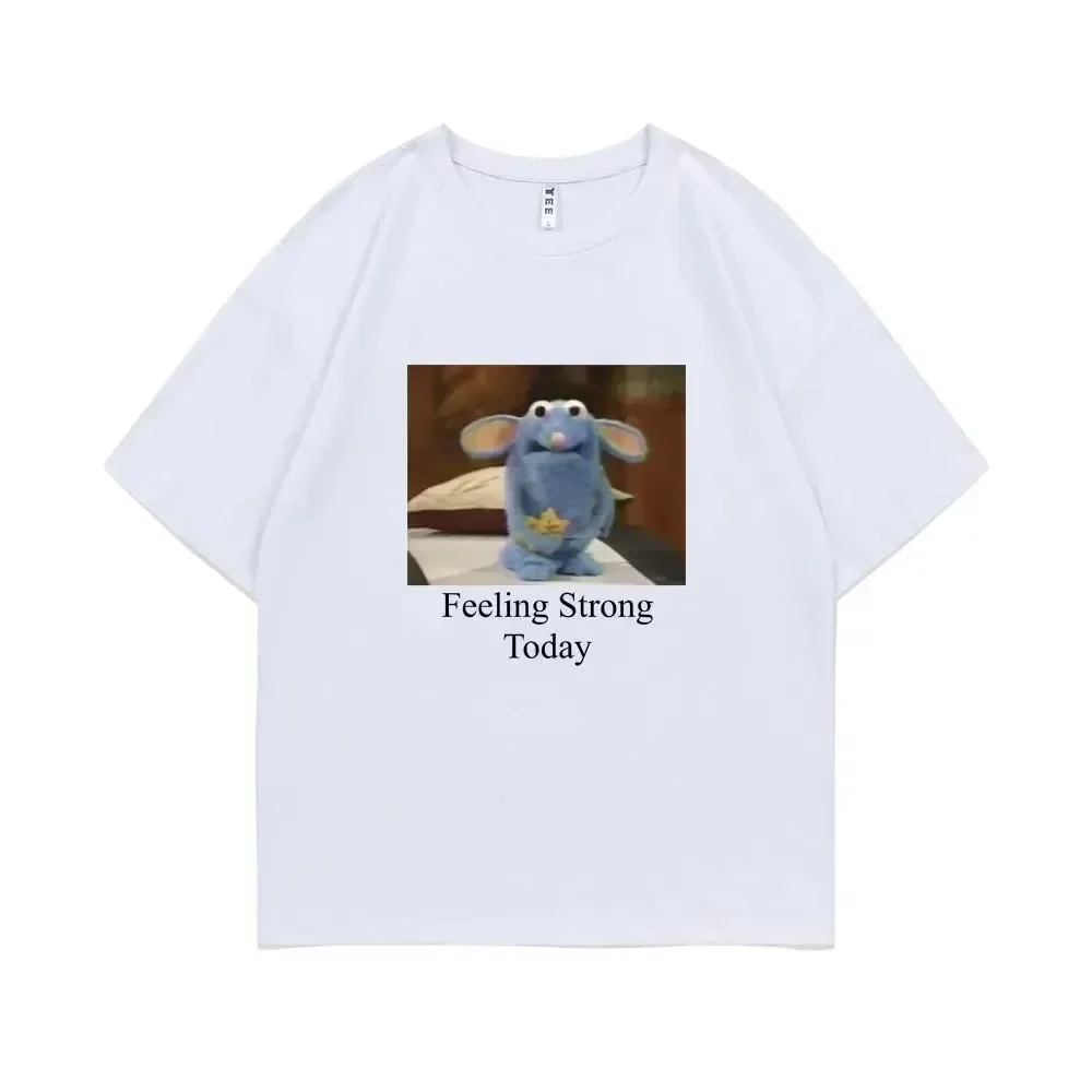 Tutter Feeling Strong Today Tshirt Anxiety Tutter Tshirt Fun Mouse Pattern Tshirt Women's Casual Large Short sleeved T-shirt