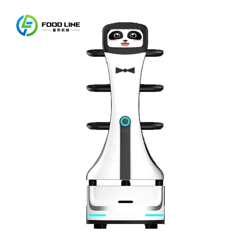 Customized Restaurants Autonomous Delivery Robot Large Screen 40kg Navigation Auto Charge Panda Delivery Robot