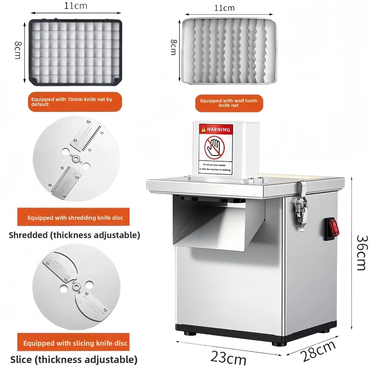 Commercial Stainless Steel Electric Shredding Machine Multi-functional Vegetable Cutter Slicer for Restaurant Potato Lemon Use