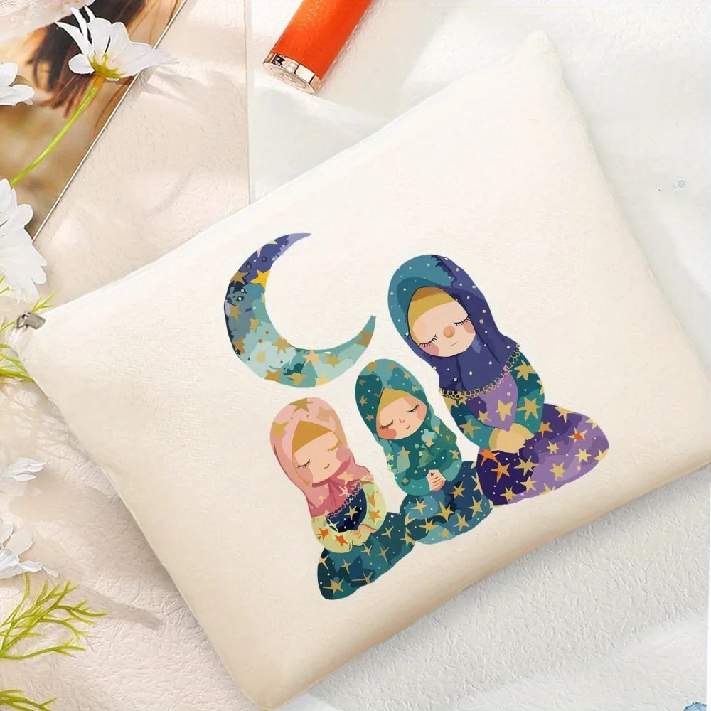 Ramadan Makeup Bag A Stylish Zippered Toiletry Bag, Lightweight Travel Cosmetic Pouch, Perfect for Eid Gifts