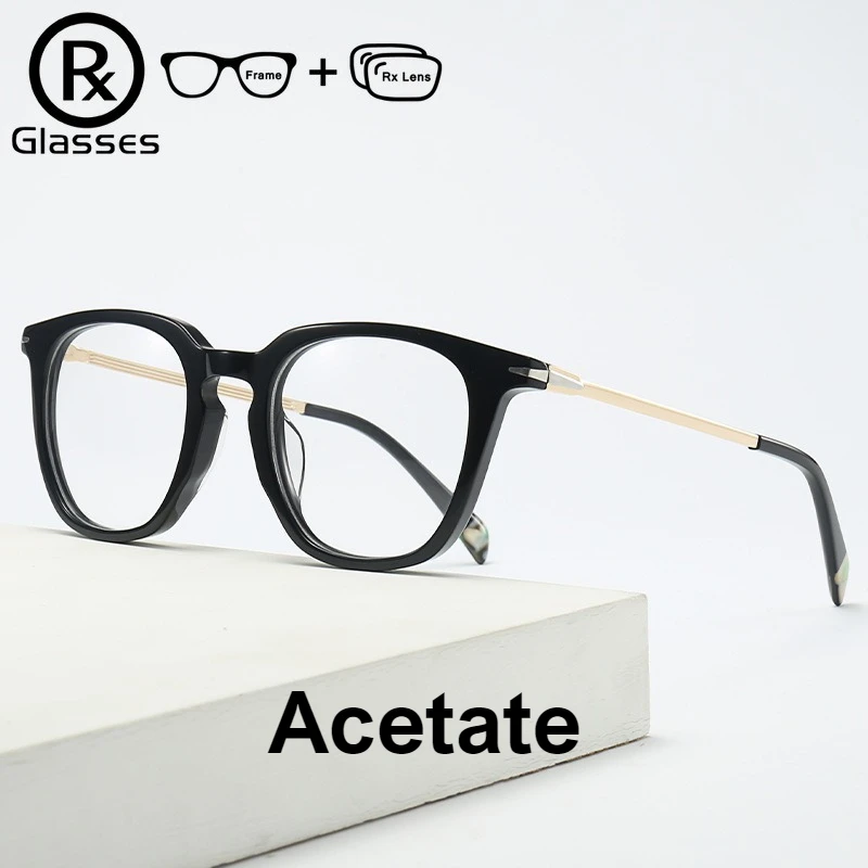 

RX Glasses Arrivals Square Prescription Glasses Spring Leg Myopia Acetate Eyewear Fashion Progressive Eyeglasses for Women