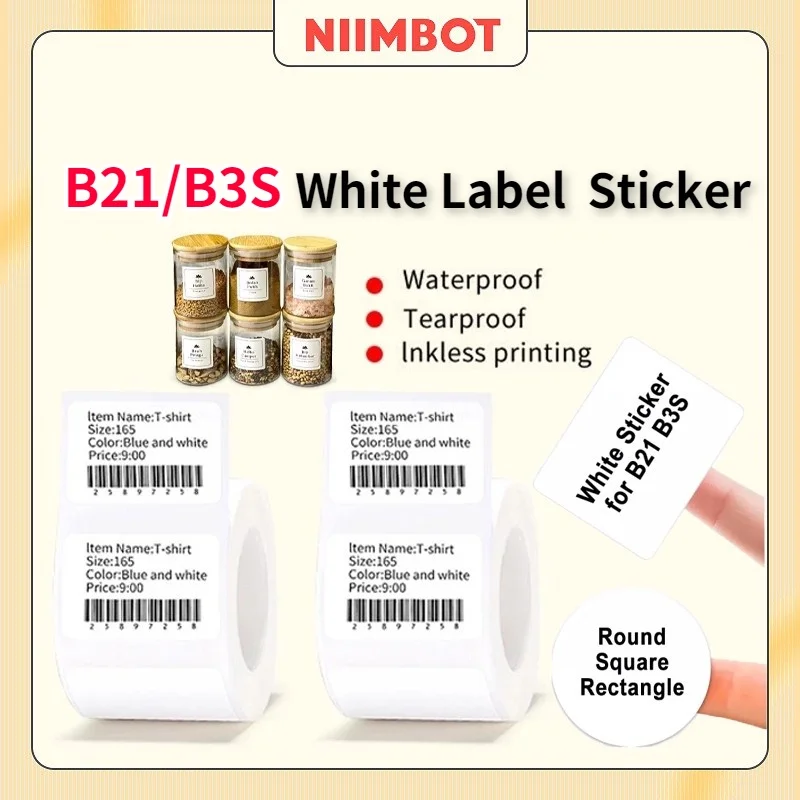 (Round Series) NIIMBOT Round Thermal Label Sticker For Printer Paper B21 B3S White And Transparent Sticker Roll