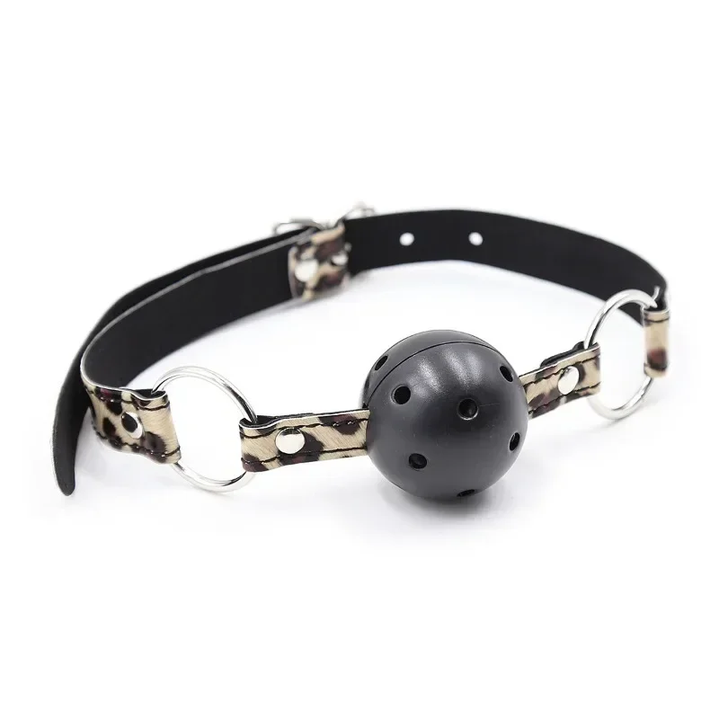 PU Leather Open Mouth Ball Gag, Sex Bondage, Acessórios Exóticos, Produtos Orais para Casais, Multi Cores, SM Sex Toys