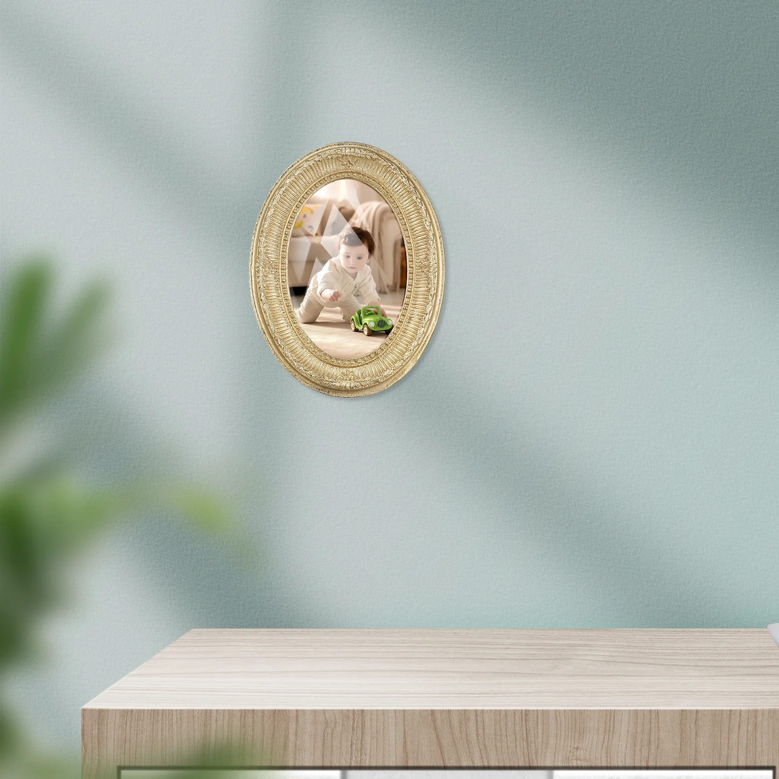 

Retro Vintage Oval Resin Photo Frame Glossy Decorative Gold Picture Frame for Home Decor Wall Tabletop Display