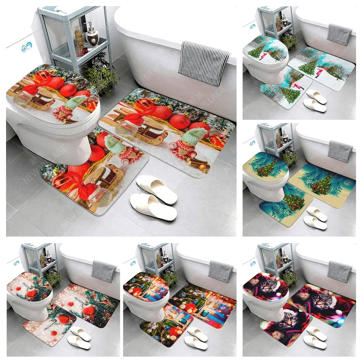 home bathroom floor mats Christmas animals Bath Foot mat modern bathroom accessories rug Toilet mat Bathtub anti-slip carpet