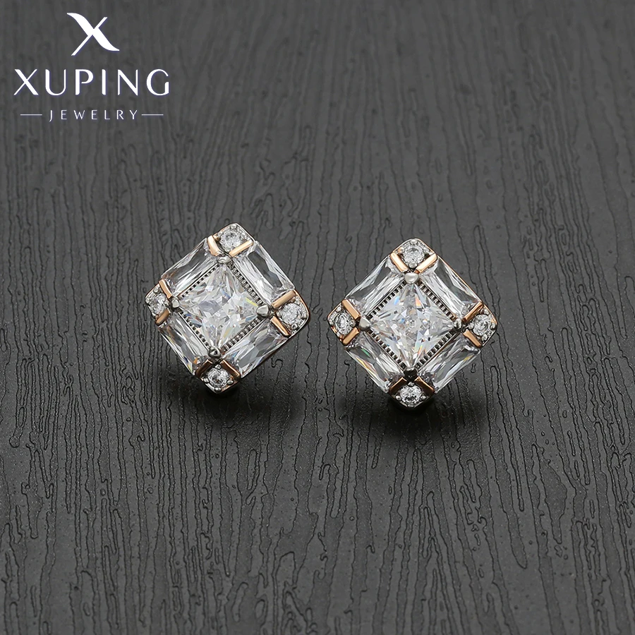 Xuping Jewelry New Arrival Fashion Square Pendant Necklace Stud Earring Jewelry Set for Women Christmas Party Gift X000866597