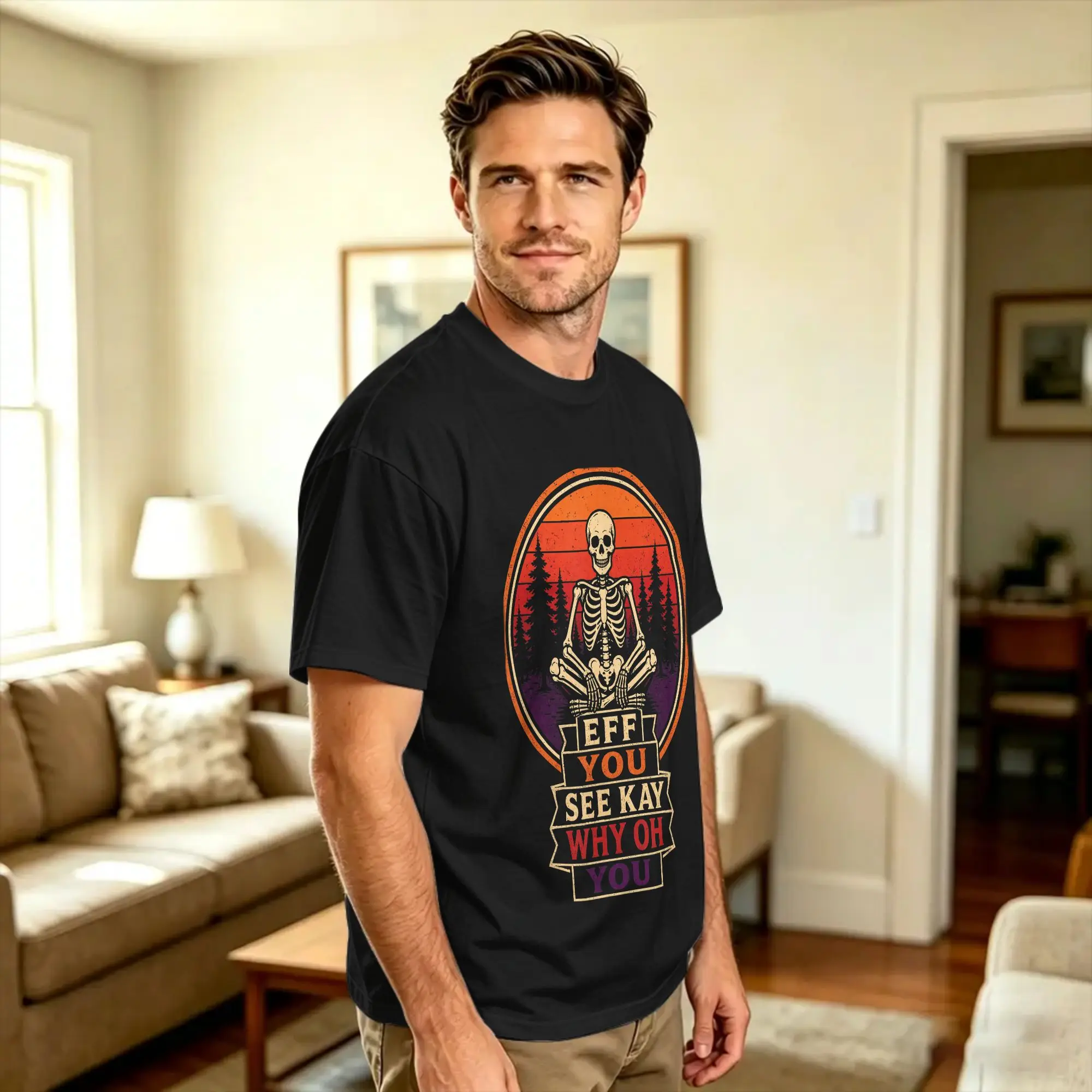 Halloween Funny Skeleton Eff You See Kay Why Oh You T-Shirt  Fashion T-Shirts Short-Sleeve Y2K Casual Tops Summer Tees