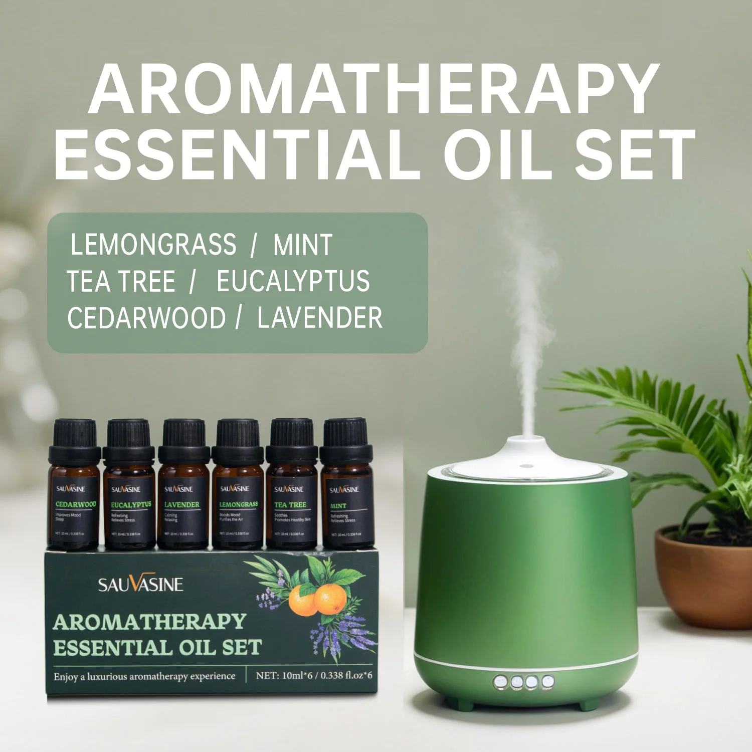 

6 Bottles Aromatherapy Essential Oil Set for Home Fragrance Candle Making and Aromatherapy Peppermint, Tea Tree, Lavender, lemon
