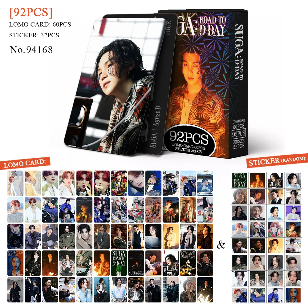 

Kpop 60+32Pcs/Set SUGA Lomo Card Idol Suga D-DAY Postcard Album New Photo Print Cards Picture For Fans Collectible Cards