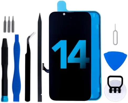 

iPhone 14 Screen Replacement Kit 6.1' LCD Touch Digitizer with Frame & Tools for A2882 A2649 A2881 A2884 A2883