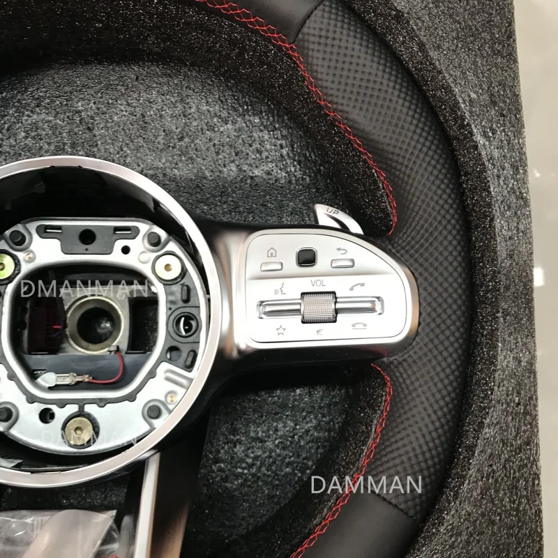 Perforated Leather Steering Wheel With Button For Mercedes Benz AMG GT W205 W204 W177 W213 2010+ Car Modification Accessories