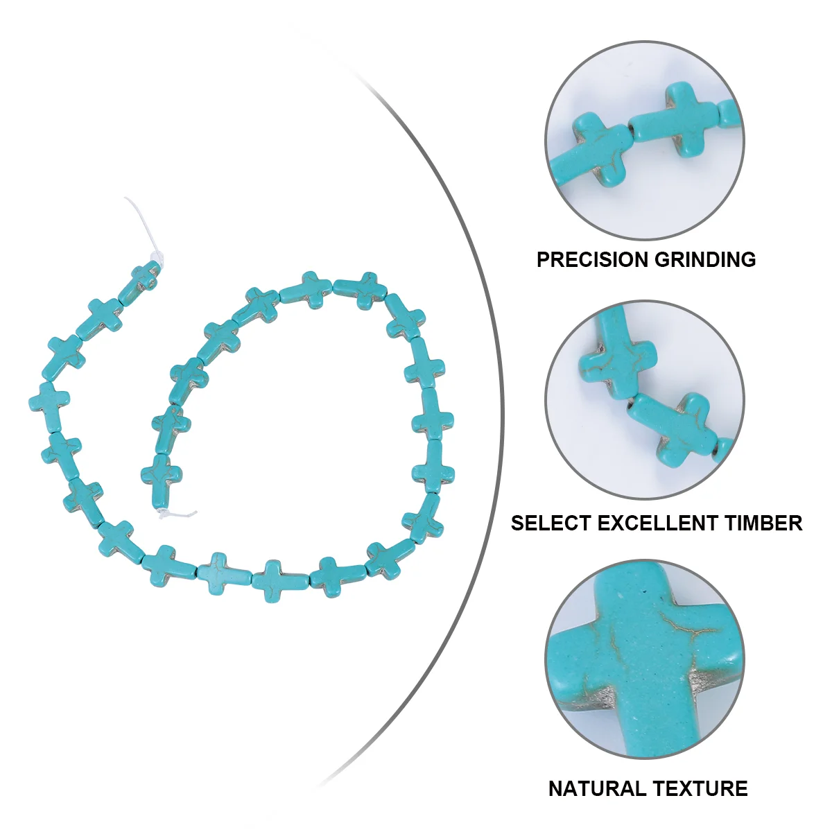 2 Pcs Cross Scattered Beads Turquoise Loose Creative Accessories Spacer Locket