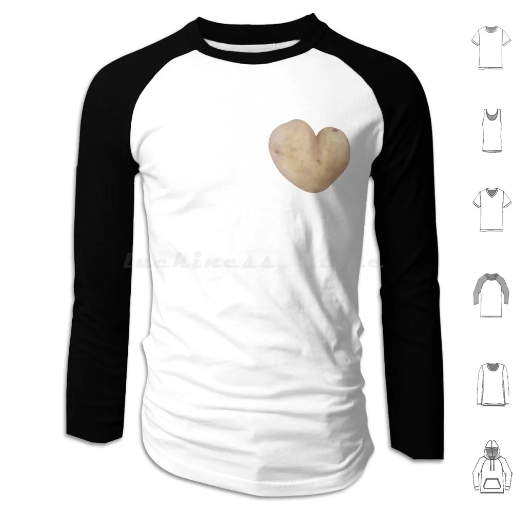 Potato Valentine Heart Hoodies Long Sleeve Potato Pun Spuds Valentine Love Heart