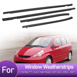 4PCS Car Outer Windows Rubber Weatherstrip Door Strip Sealing Belt Moulding Trim For Honda FIT JAZZ Hatchback GD1 GD3 2003-2007