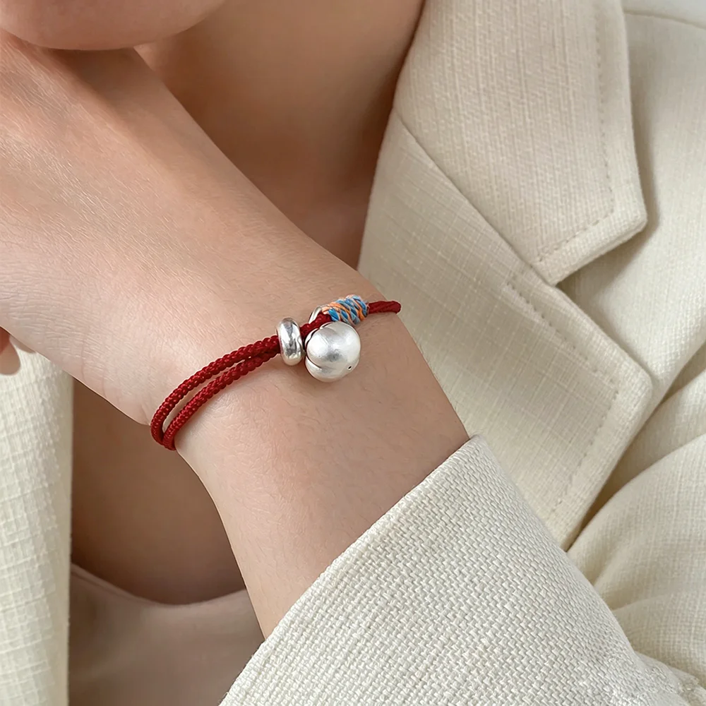 La Monada Red Thread For Hand 925 Sterling Silver Bracelets Women String Silver 925 Women Bracelet Blessing Persimmon