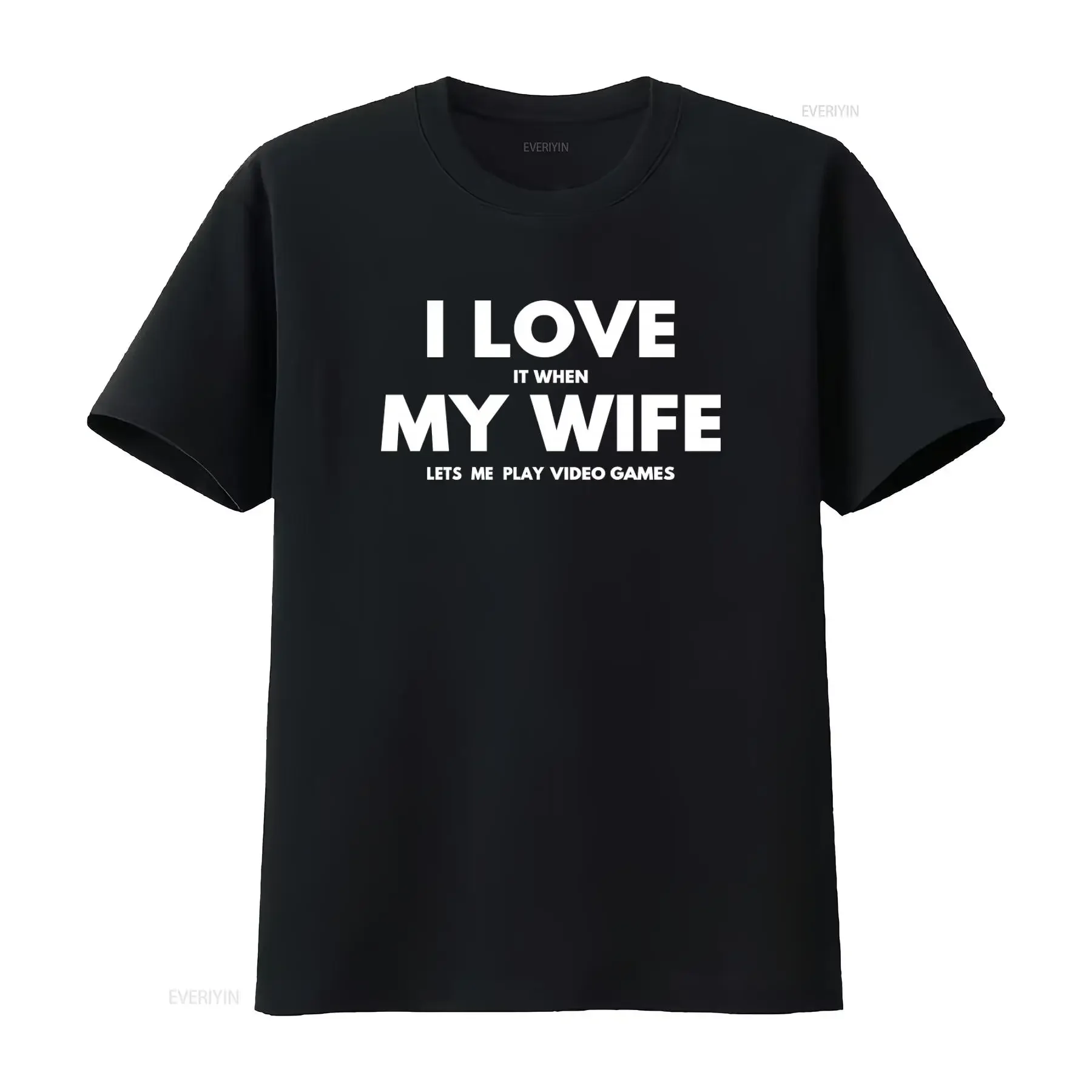 Funny Gamer T Shirt for Him Adult Soft Cotton I Love It When My Wife Lets Me Play Video Games Design Perfect Husband vintage