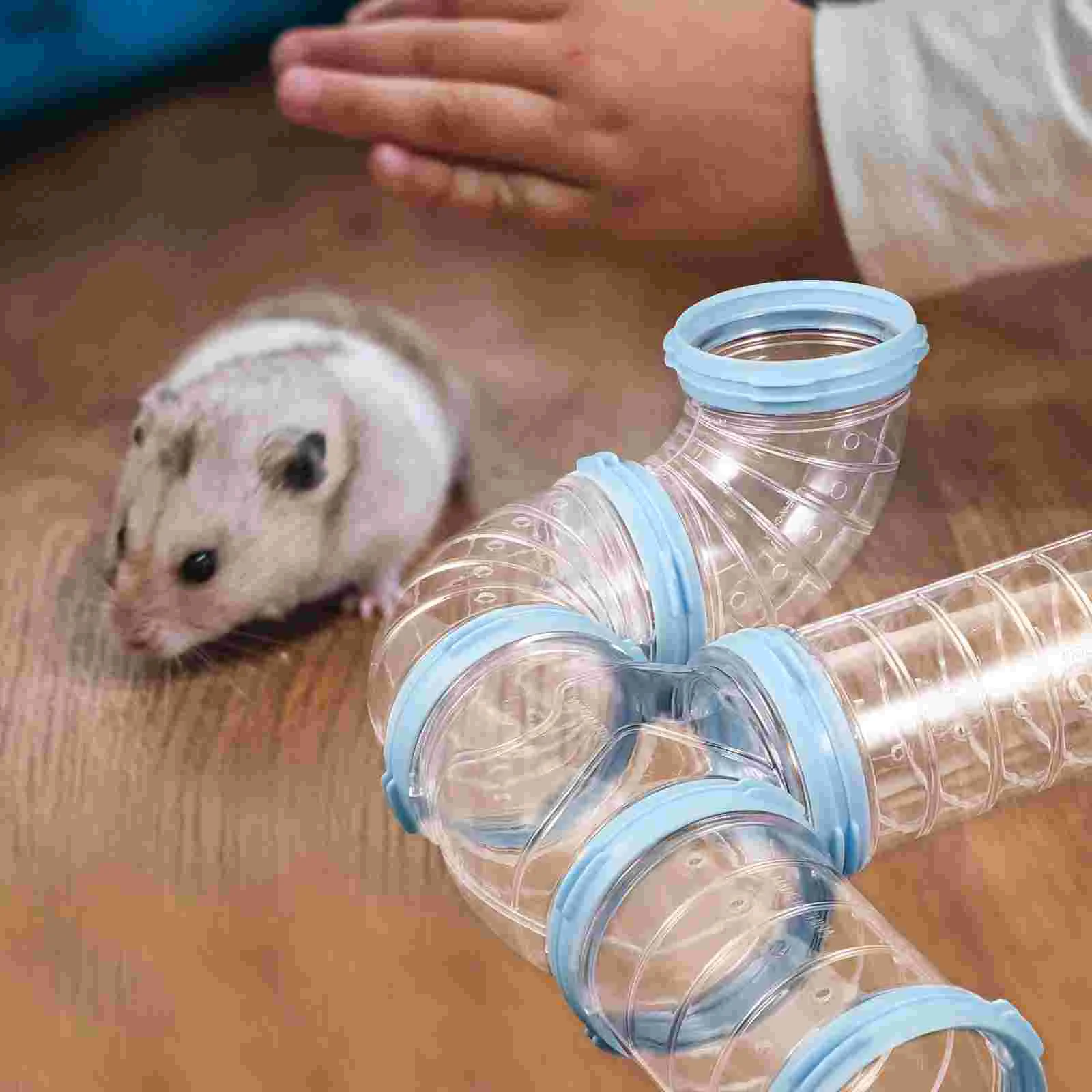 2 Sets Hamster Tunnel Kit Connector Small Pet Cage Hamster Cage Tunnel Accessory Clear Tube for Rat Adventure House