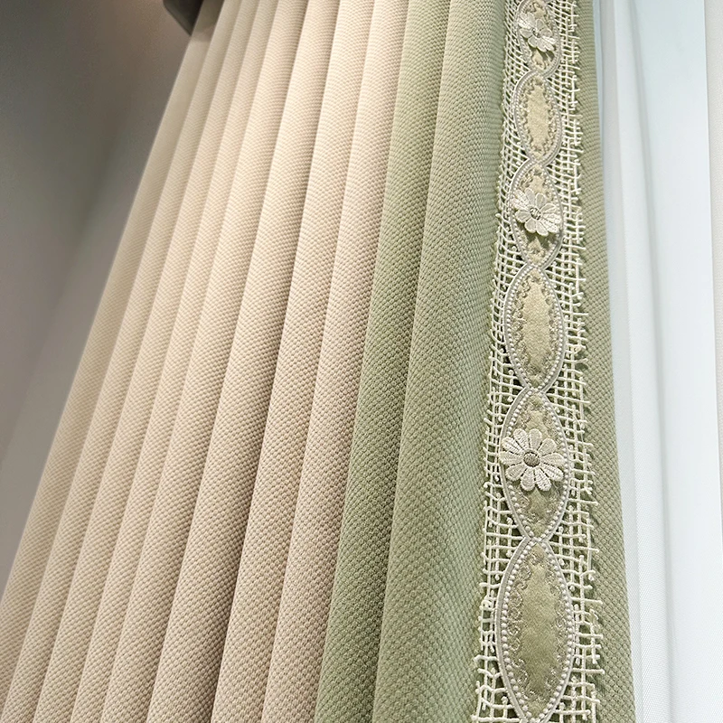 

high-grade modern Simplicity Northern chenille window lace green valance curtain tulle M1608